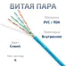 Витая пара UTP (U/UTP), категория 5e, 4 пары (24 AWG), одножильный, PVC нг(А)-LS, синий (20 м)