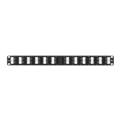 Панель 19'', 1U, 24 угловых порта, Кат.6, RJ45/8P8C, неэкран., черная