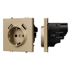 Механизм розетки с USB зарядкой SCT-NOBE-MUAA-SFPL-GD 230V, 16A, Золото светлое, 3 поста