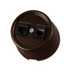 Розетка телефонная RJ11 + компьютерная RJ45 коричневая Болонь TDM
