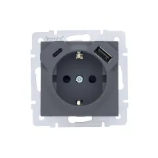 VESNA Розетка с заземлением (16 А) + TC + USB ,механизм,  графит