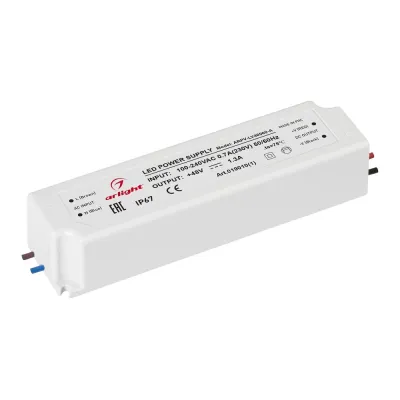 Блок питания ARPV-LV48060-A (48V, 1.3A, 60W) (IP67 Пластик, 3 года)