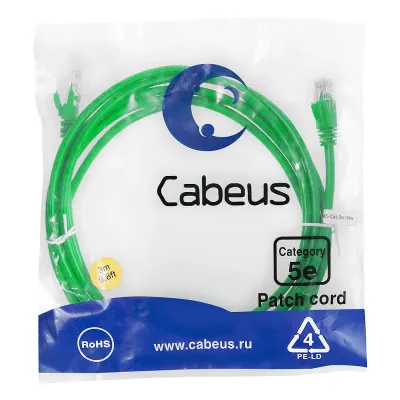 Патч-корд U/UTP, категория 5е, 2xRJ45/8p8c, неэкранированный, зеленый, PVC, 3м