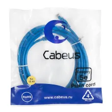Патч-корд U/UTP, категория 5е, 2xRJ45/8p8c, неэкранированный, синий, LSZH, 5м