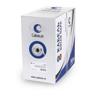 Витая пара U/UTP Cat 5e 4 пары 24 AWG solid PVC нг(А)-LS белый 305м