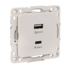 Стокгольм Механизм Розетки с 2USB type-A + type-C белый