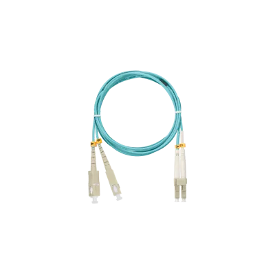 Шнур оптический переходной, MM 50/125 OM3, SC/UPC-LC/UPC, двойной, LSZH, 2мм, аква, 2м