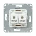 Механизм розетки RJ45 - 2шт  (cat5)  кремовый Эпика EKF
