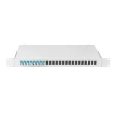 Оптический кросс 19'' Essential Line, 1U, укомплектованный на 16 портов LC/UPC (8 двойных LC/UPC адаптеров), SM 9/125 OS2, стальной, серый, в комплекте: адаптеры, мон