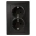 Розетка Intro Plano 1-205-05 с заземлением двойная 2X2P+E Schuko, 16А-250В, IP20, СУ, антрацит