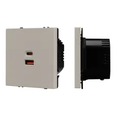 Механизм розетки с быстрой USB зарядкой SCT-NOBE-MUAC-SFPL-FC-CA, 65W, QC3, кашемир