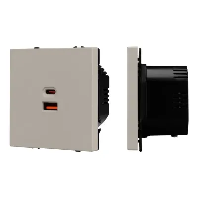Розетка USB NOBE тип A+C SCT-MUAC-SFPL-FC-CA 65Вт, QC3 софт-тач кашемир 1 пост