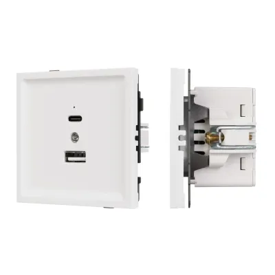 Механизм USB розетки SCT-TENDO-MUAC-PL-WH, 5V, 3A, QC3, Белый