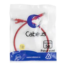 Патч-корд U/UTP, категория 5е, 2xRJ45/8p8c, неэкранированный, красный, PVC, 0.5м