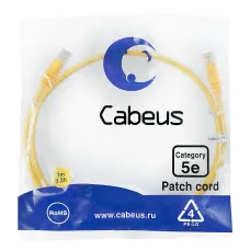 Патч-корд U/UTP, категория 5е, 2xRJ45/8p8c, неэкранированный, желтый, PVC, 1м