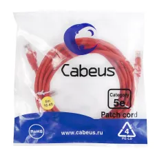 Патч-корд U/UTP, категория 5е, 2xRJ45/8p8c, неэкранированный, красный, PVC, 5м