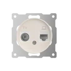 Розетка двойная антенна/компьютер TV/RJ45 кат.5e, цвет бежевый (серия Florence)