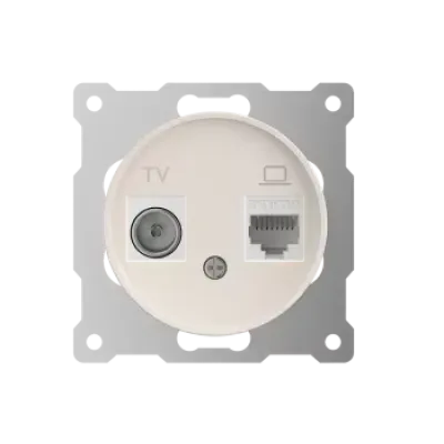 Розетка двойная антенна/компьютер TV/RJ45 кат.5e, цвет бежевый (серия Florence)