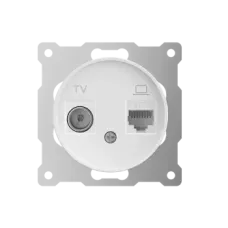 Розетка двойная антенна/компьютер TV/RJ45 кат.5e, цвет белый (серия Florence)