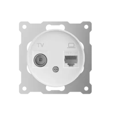 Розетка двойная антенна/компьютер TV/RJ45 кат.5e, цвет белый (серия Florence)