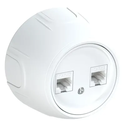 Розетка двойная компьютерная RJ45 кат.5e  Rotondo, цвет белый