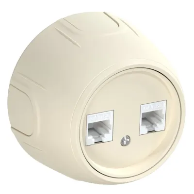 Розетка двойная компьютерная RJ45 кат.5e  Rotondo, цвет бежевый