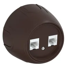 Розетка двойная компьютерная RJ45 кат.5e  Rotondo, цвет коричневый