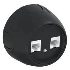 Розетка двойная компьютерная RJ45 кат.5e  Rotondo, цвет черный