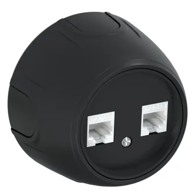 Розетка двойная компьютерная RJ45 кат.5e  Rotondo, цвет черный