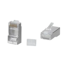 Коннектор RJ-45 под витую пару, категория 6, экр анированный, универсальный (для одножильного и многожильного кабеля), для проводников с толщи