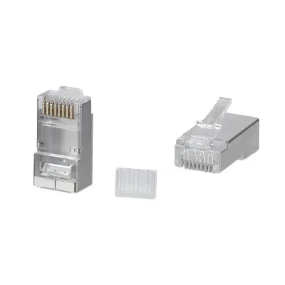 Коннектор RJ-45 под витую пару, категория 6, экр анированный, универсальный (для одножильного и многожильного кабеля), для проводников с толщи