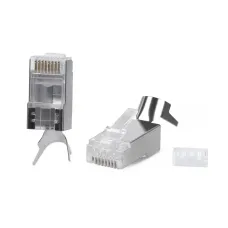 Коннектор RJ-45(8P8C) под витую пару, категория 6, экранированный, универсальный (для одножильного и многожильного кабеля), для проводников с тол