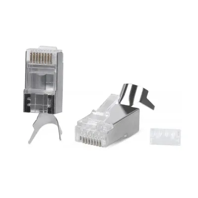Коннектор RJ-45(8P8C) под витую пару, категория 6, экранированный, универсальный (для одножильного и многожильного кабеля), для проводников с тол