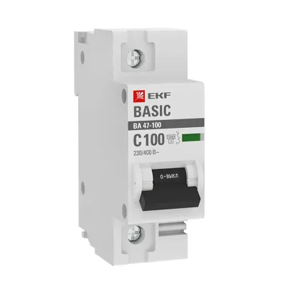 Автоматический выключатель 1P 100А (C) 10kA ВА 47-100 Basic
