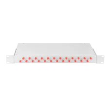 Оптический кросс 19'' Essential Line, 1U, укомплектованный на 24 порта FC/UPC (24 одинарных FC/UPC адаптеров), SM 9/125 OS2, стальной, серый, в комплекте: адаптеры, м