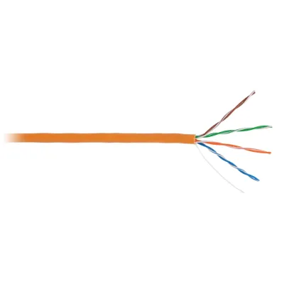Кабель NETLAN U/UTP 4 пары, Кат.5e (Класс D), 100МГц, одножильный, BC (чистая медь), внутренний, LSZH нг(B)-HF, оранжевый, 305м