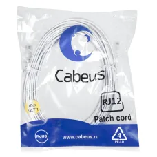 Патч-корд телефонный 2х6р4с, белый, PVC, 10 м