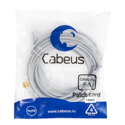 Патч-корд U/UTP, категория 6а (10G), 2xRJ45/8p8c, неэкранированный, серый, LSZH, 10м