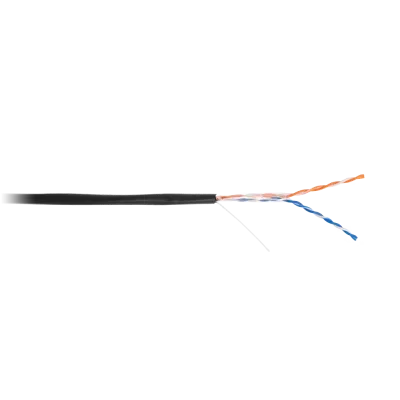 Кабель NETLAN U/UTP 2 пары, Кат.5 (Класс D), 100МГц, одножильный, BC (чистая медь), внешний, PE до -40C, черный, 305м