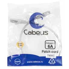 Патч-корд S/FTP, категория 6а (10G), 2xRJ45/8p8c, экранированный, серый, LSZH, 0.5м