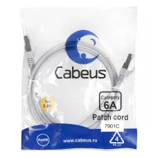 Патч-корд S/FTP, категория 6а (10G), 2xRJ45/8p8c, экранированный, серый, LSZH, 1м