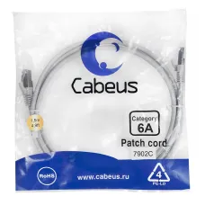 Патч-корд S/FTP, категория 6а (10G), 2xRJ45/8p8c, экранированный, серый, LSZH, 1.5м