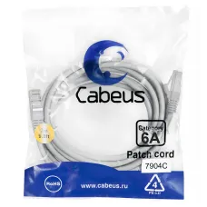 Патч-корд S/FTP, категория 6а (10G), 2xRJ45/8p8c, экранированный, серый, LSZH, 3м