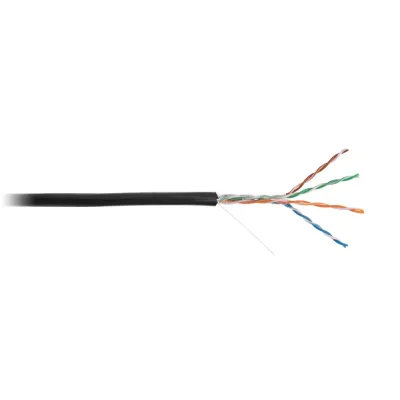 Кабель NETLAN U/UTP 4 пары, Кат.5e (Класс D), 100МГц, одножильный, BC (чистая медь), внешний, PE до -40C, черный, 305м