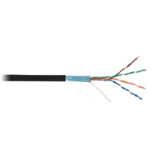 Кабель NETLAN F/UTP 4 пары, Кат.5e (Класс D), 100МГц, одножильный, BC (чистая медь), внешний, PE до -40C, черный, 305м
