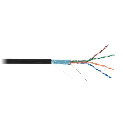 Кабель NETLAN F/UTP 4 пары, Кат.5e (Класс D), 100МГц, одножильный, BC (чистая медь), внешний, PE до -40C, черный, 305м