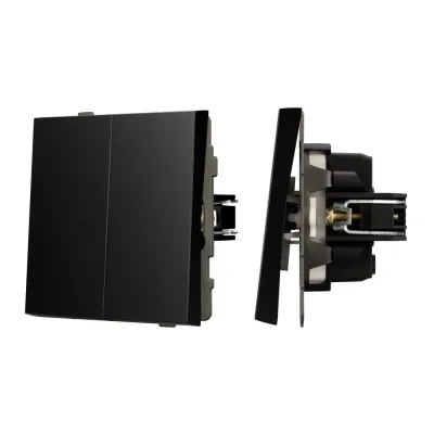 Механизм выключателя двухклавишный непроходной SWT-TENDO-MK02-PL-BK 230V, 10A, Чёрный, 1 пост