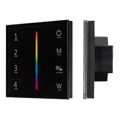 Панель SMART-P22-RGBW-G-IN Black (12-24V, 4x3A, Sens, 2.4G) (, IP20 Пластик, 5 лет)