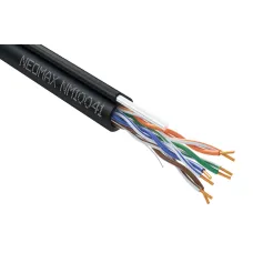 Витая пара U/UTP CAT 5e 4x2x0.51 мм 24AWG Медь внешний стальной трос 2.0мм PE черный Fluke Tested 305м