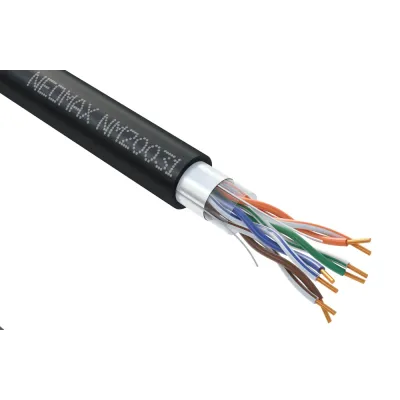 Витая пара F/UTP CAT 5e 4x2x0.52 мм 24AWG Медь внешний PE черный Fluke Tested 305м